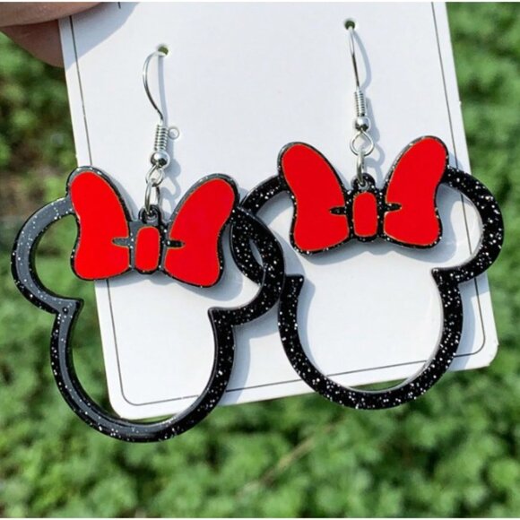 DISNEY Minnie Mouse Dangle Glitter Earrings (BRAND-NEW & SO CUTE!) - Picture 1 of 3